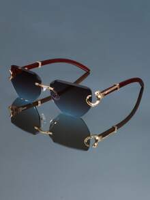 1pc Classic Modern Retro Simple Versatile Rimless Edged Square Fashion Glasses, Suitable For Women, Men, Punk, Party, Street Style, Bohemian - Multicolor - View 4