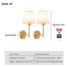 2pcs Wireless Fabric Wall Lamp, RGB Color Changing, Remote Control Dimmable, Touch Switch Detachable, Bedroom Living Room Atmosphere Decor Light (Gold/Black/Chrome) - Multicolor - View 13