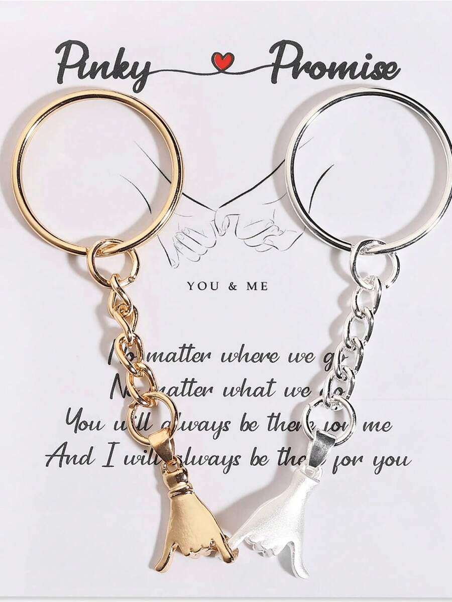 1pc Couple Style Little Finger Keychain, Couples Anniversary/Valentine's Day Gift For Girlfriend, Boyfriend, Friend, His/Her, Couple Keychain, Wife/Husband Keychain Pendant, Keychain Lanyard - Multicolor - View 1