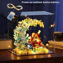 1 Set Holzhaus Bauklötze mit Mond und Blume, realistische Holzblumen- und Mondblöcke, DIY Montage, Sammlerstück, Stressabbau Spielzeug, Heim-/Bürodekoration, Erwachsenen Bauklötze, Hochzeits-/Feiertags-/Geburtstagsgeschenk - Mondhaus - Übersicht 9