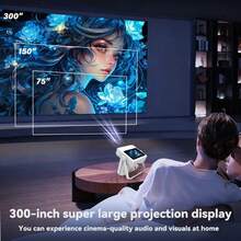 DONGYING New Projector, Dual Screen Display, Android 12 Projector, Native 1080P, Supports 4K, WiFi6, Supports Auto Focus And Keystone Correction, Portable Projector With Built-In Speaker, Supports App Download, Compatible With Smartphones, Computers And More, Suitable For Home Theater, Office Meetings, Decorations, Gifts - White - View 7