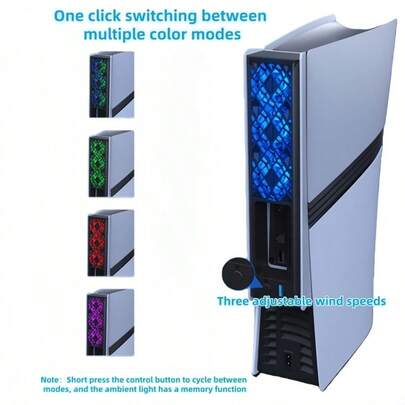 Slim/New Pro Konsol için LED Soğutma Fanı, Sessiz Çalışma, 3 Hız Ayarı, Otomatik Algılama, USB ile Çalışır - Slim/New Pro için Soğutucu
