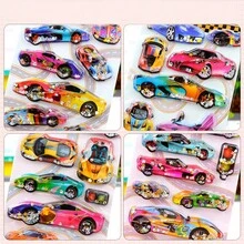 3D贴纸玩具车，带贴纸的摇摆车，带水贴纸的3D赛车，儿童奖励史莱姆水晶贴纸绘画 - 彩色 - 查看 6