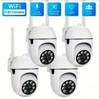 1/2pcs 1080P HD Wireless WiFi IP Camera, Smart Indoor Security Camera With Mobile App Remote Control, Video Recording, Baby Monitor, Nanny Cam, Night Vision, AI Auto Tracking, Alarm, Two-Way Audio, USB Powered