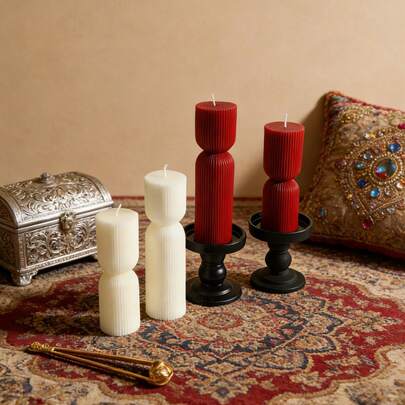 1支5厘米北欧风蜡烛柱，无烟香氛蜡烛，营造浪漫氛围，为情侣增添情趣，适用于浪漫晚餐、家居装饰、摄影道具、派对、情人节、完美礼物之选、日常使用、婚礼纪念品、野餐、斋月餐桌装饰、开斋节装饰、宰牲节礼物