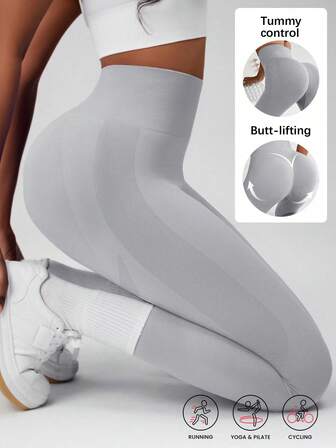 1 st damleggings med hög midja, THE GYM PEOPLE tjocka yogabyxor med hög midja och fickor, magkontroll, 4-vägsstretch, lämpliga för träning och löpning