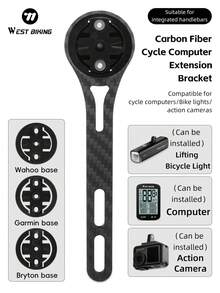 WEST BIKING Bicycle Speedometer Holder Carbon Fiber Ultra Light Rust Proof Speedometer Holder 180° Freely Adjustable Road Bike MTB Speedometer Holder Universal Holder Compatible With GoPro - Multicolor - View 3