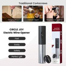 CLITON 哑光ABS塑料和不锈钢电动开瓶器 - CD图案按钮和顶部，小巧易握 | 完美的节日厨房礼物，适合居家使用和送礼，圣诞节/感恩节/情人节/母亲节/父亲节/生日/乔迁之喜 - 彩色 - 查看 5