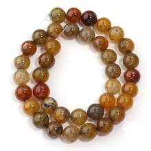 1 String Natural Faceted Amber Aquamarine Agate And Tourmaline Beads For Jewelry Making - Amber-colored Dragon-patterned Agate - View 8