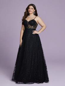 V-Neck, See-Through Embroidery, Lace, Long-Sleeved, Large-Swing High-End Black Wedding Dress - Black - View 1