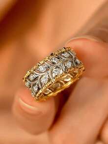 1 pieza Anillo de lujo con circonita cúbica para mujer, regalo del Día de San Valentín, joyería para boda y aniversario - 2# - Ver 17