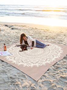 1 pieza Nuevo Mantel/Toalla de playa impermeable y anti-arena con estampado digital para uso al aire libre, con un patrón de moda y fresco, adecuado para campamentos y picnics al aire libre - Multicolor - Ver 2