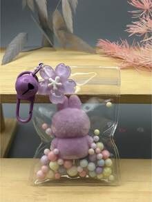 1pc Limited Edition KEYCEO Bunny Doll Series PVC Teenage Puppet Hand Doll, Exquisite Sakura-Shaped Keychain And Transparent Protective Bag With Glitter Design, Portable, Suitable As New Year, Valentine's Day, Back To School, Thanksgiving, Christmas Limited Edition Gift, Party Favor, Home Decor, Bag Charm - Multicolor - View 8
