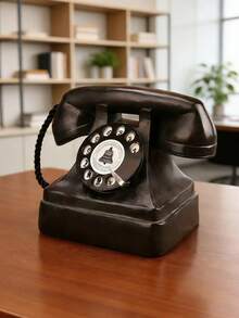 1个复古老式电话，优雅的通讯美学跨越半个世纪，只为连接你的声音，充满怀旧气息的古董电话摄影道具，适用于家居装饰、客厅、办公室、房间、书架、桌面柜子展示，万圣节、圣诞节、感恩节等节日也适用，独特的礼物之选。 - 黑色 復古電話A款 - 查看 8