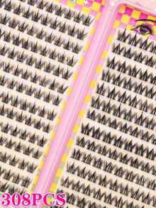 308PCS Large Capacity False Eyelash Book, 2 Eyelash Styles, 2 Styles To Choose From Freely, Rich Eye Makeup, Naturally Enlarging Eyes, Comic Style Eyelash Clusters, Segmented False Eyelashes, Reusable False Eyelashes - D - Xem 7