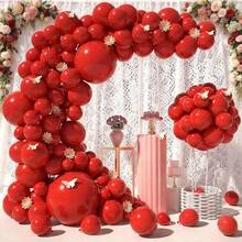 120pcs Balloon Garland, Assorted Size Balloons For Birthday, Party, Graduation, Wedding Decoration, Atmosphere Background, Party Supplies - Red - View 3