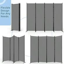 4 Panel Room Divider, 6FT Portable Wall Divider Room Separation, 88 Inch Fabric Partition Room Dividers And Folding Privacy Screens, Freestanding Room Separators Home Office Bedroom, - 灰色 - 查看 5