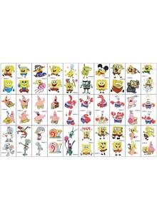 30pcs Temporary Tattoo Stickers, Cute Cartoon Characters & Patrick Tattoo Designs, Party Favors, Interesting Waterproof Temporary Tattoos For Arms, Face & Body - Multicolor - View 8