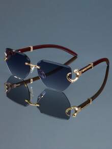 1pc Classic Modern Retro Simple Versatile Rimless Edged Square Fashion Glasses, Suitable For Women, Men, Punk, Party, Street Style, Bohemian - Multicolor - View 9