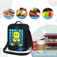 Ro Loxs Gamer Cute Fanart Lunch Box Youth Insulated Lunch Bag Reusable Thermal Cooler Tote Portable Shoulder Strap School Picnic - 黑色 - 查看 5