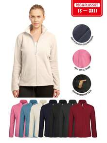 Women's Polar Fleece Jacket With Packets Full Zip Up Soft S - 3XL Regular Plus Sizes Long Sleeve Fuzzy Casual Lightweight Warm Antistatic Stand Collar Classic-Fit Jacket Coat Hoodies Sweatshirts Outerwear For Women Lady Outdoor Hiking For Spring Fall Autumn Winter Activewear Womenswear - Oat White - 查看 3