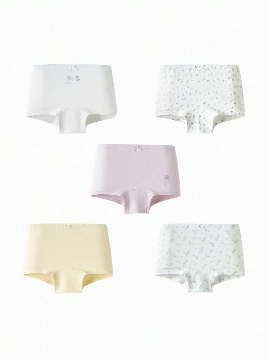 mini bala Girls Cotton Boxer Briefs 5 Packs, Breathable & Antibacterial, Soft Fit, No Ride-Up Underwear