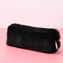 2个可爱毛绒铅笔盒，大容量学生铅笔盒，毛绒文具袋 - 彩色 - 查看 7