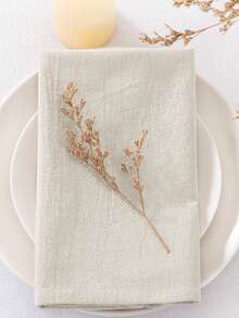 2/6条装米色多功能水洗褶皱餐巾，经典方形柔软舒适可重复使用餐巾，适合婚礼庆典和派对装饰 - 米色 - 查看 3