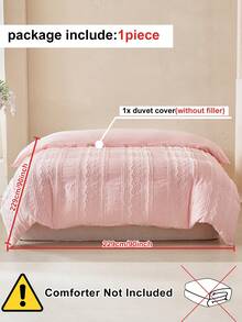 1pc Polyester Plush Texture Duvet Cover, Modern Bohemian Style Soft & Breathable Duvet Cover, Suitable For All Seasons, Soft, Machine Washable, Large, Extra Large (Filling Not Included) - Pink - View 4