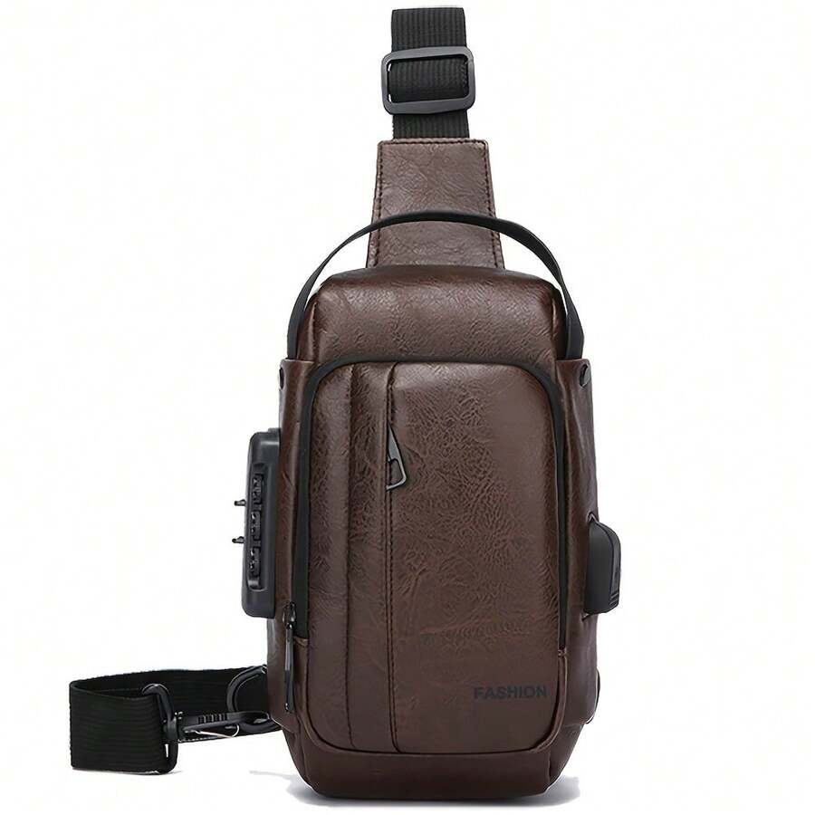 Unisex Lightweight USB Charging Chest Bag With Anti-Theft Password Lock, Crossbody Shoulder Bag Phone Bag - Multicolor - View 1