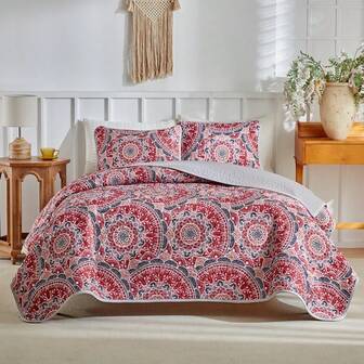 3pcs Quilted Bedspread, Soft Fabric For Comfortable Experience, Delicate Texture And 3D Design, Adds Refined And Healing Atmosphere To Bedroom, Keeps Bed Clean And Tidy, A Thoughtful Gift For Family And Friends To Enhance Home Decor