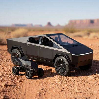 TendenciaCarros De Juguete Colección Tesla Cybertruck Con Moto 1:32Calidad premium