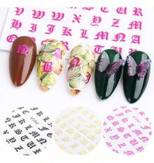 TendenciaStiker Uñas 12 Plantillas Letras Goticas Números AbecedarioCalidad premium - 1 - Ver 5
