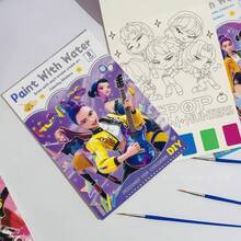 1pc K-Pop Watercolor Cartoon Coloring Book, High Cost-Effective K-Pop DIY Coloring Book Set - Multicolor - View 7