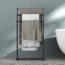 1pc Modern 3-Tier Freestanding Towel Rack - Heavy Duty Floor Standing Bathroom & Pool Drying Rack, Space Saving Multifunctional Storage, Suitable For Indoor/Outdoor, No Installation Required - Black - View 7