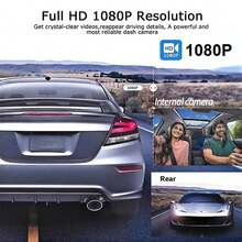ZKCAMSPY Kamera Dasbor 3 Lensa 1080P Kamera Belakang 2 Inci Kotak Hitam Aksesori Mobil Perekam Dasbor dengan Pencitraan Mundur Parkir Lensa Ganda Perekam Video Penglihatan Malam - A22 - View 2
