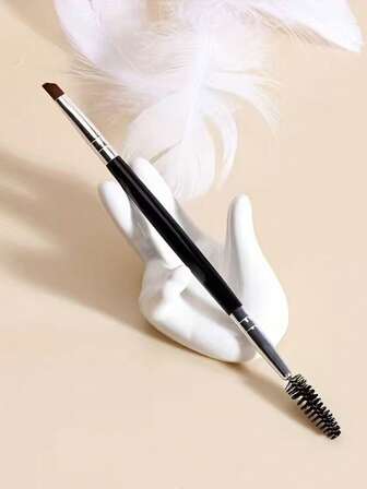 1pc Dual-Ended Eyebrow & Eyelash Brush, Professional Angled Eyebrow Brush And Eyelash Comb Makeup Tool, Eyeliner Brush, Eyelash Brush, Makeup Brush, Eyelash Extension And Eyebrow Applicator, Convenient Portable Makeup Tool