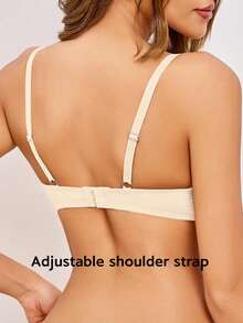 Women's Solid Color Minimalist Underwire Push-Up Bra - Apricot - View 2