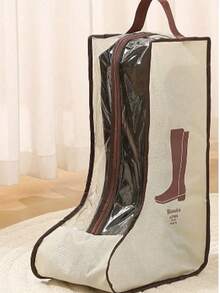 1个防尘鞋盒，无纺布PVC靴子收纳盒，带透明窗口和提手 | 拉链防水靴套，适用于女士高筒靴和踝靴 | 便携透气鞋袋，适合旅行、居家使用，男女皆宜，邮轮度假必备