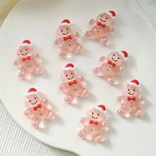 100Pcs Christmas Nail Charms Cute Gingerbread Man Nail Art Charms Resin Gingerbread With Hat Nail Gems 3D Resin Design Mini Cartoon Nail Jewelry Cookie People Nail Accessories Nails Supplies For Women,Orange - 橘子 - 查看 4