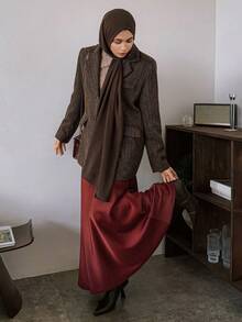 DAZY 女士宽松商务休闲格子羊毛加厚外套，秋冬斋月时尚款