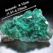 1块深绿色萤石，蓝绿色萤石矿石标记，原石矿石标记装饰标本，绿色晶体簇，家具客厅装饰，荧光效果极强，在阳光下会变色 - 彩色 - 查看 5