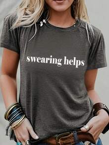 "Insults Are Helpful" Funny Sarcasm T-Shirt - Bold Statement Casual Round Neck Tee Suitable For Daily Wear,  Humor Gift & Conversation Starter (Machine Washable) Unisex Graphic T Shirts Unisex Casual Tee - 灰色 - 查看 2