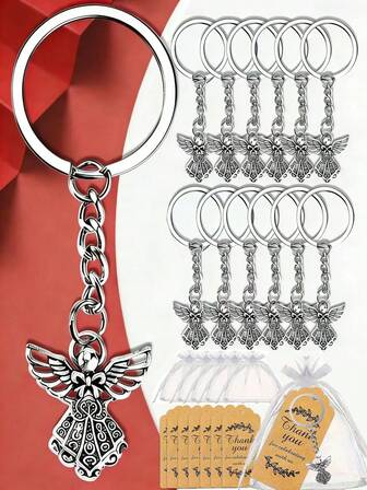 30/18/3 piezas Llavero colgante de ángel de la guarda, con bolsa y tarjeta, adecuado para bodas, fiestas de cumpleaños, bautizos, comuniones, regalos de acción de gracias y recuerdos