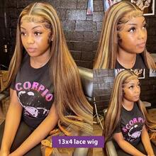 Straight 13x4 HD Lace Front Human Blended Hair Wig For Women - 200 Density Glueless Pre Plucked Natural Hairline Realistic Daily Wear Wig Lace Frontal Straight Human Blended Hair Wigs For Women Glueless Wigs Human Blended Hair 4/27 Color - SP4/27 - View 8