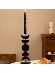 1 Set Gold/Black Metal Candle Holder/Stand With Star & Moon Pattern. Metal Ramadan Lantern. Nordic Retro Romantic Candle Holder, Suitable For Candlelight Dinner, Modern Home Decor, Dining Table, Coffee Table, Living Room Decor, Wedding Decor, Birthday & Graduation Gift. Also A Thoughtful Gift For Ramadan. - Multicolor - View 8