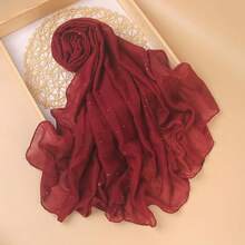 Fashion Scarf With Sequins,Shimmer Sparkle Glitters Shawl Viscose Cotton Lightweight Head Wrap Hijab,Red - Đỏ - Xem 4