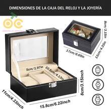 Caja de reloj negra de 1 pieza, caja de presentación de reloj de 3/6 posiciones, caja de almacenamiento de reloj para hombres y mujeres, caja de reloj, caja de presentación, joyero, caja de almacenamiento, caja de almacenamiento, caja de almacenamiento de joyería con tapa de vidrio grande, diseño de cobertura total, tapa transparente, conveniente para exhibición, forro, simple y de alta gama, anticaída/polvo/suciedad/antiarañazos, utilizado para almacenar pulseras, pulseras, relojes, adecuado para tocadores, cajones, encimeras - 3 cuadrados negros - Ver 3