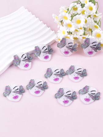 10pcs/Set Fashion Butterfly Lady Acrylic Charms Pendant For Women Earring DIY Jewelry Making