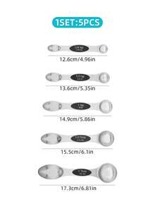 Juego de 9 cucharas medidoras magnéticas de acero inoxidable, cucharas de café medidoras, juego de cucharas medidoras de té y cucharas medidoras de mesa de acero inoxidable, utensilios de medición de cocina de metal para el hogar, con unidades de medida métricas e inglesas, adecuado para ingredientes secos y líquidos, apto para el hogar, repostería y cocina, utensilios de cocina y herramientas de medición para hornear - - - Ver 10